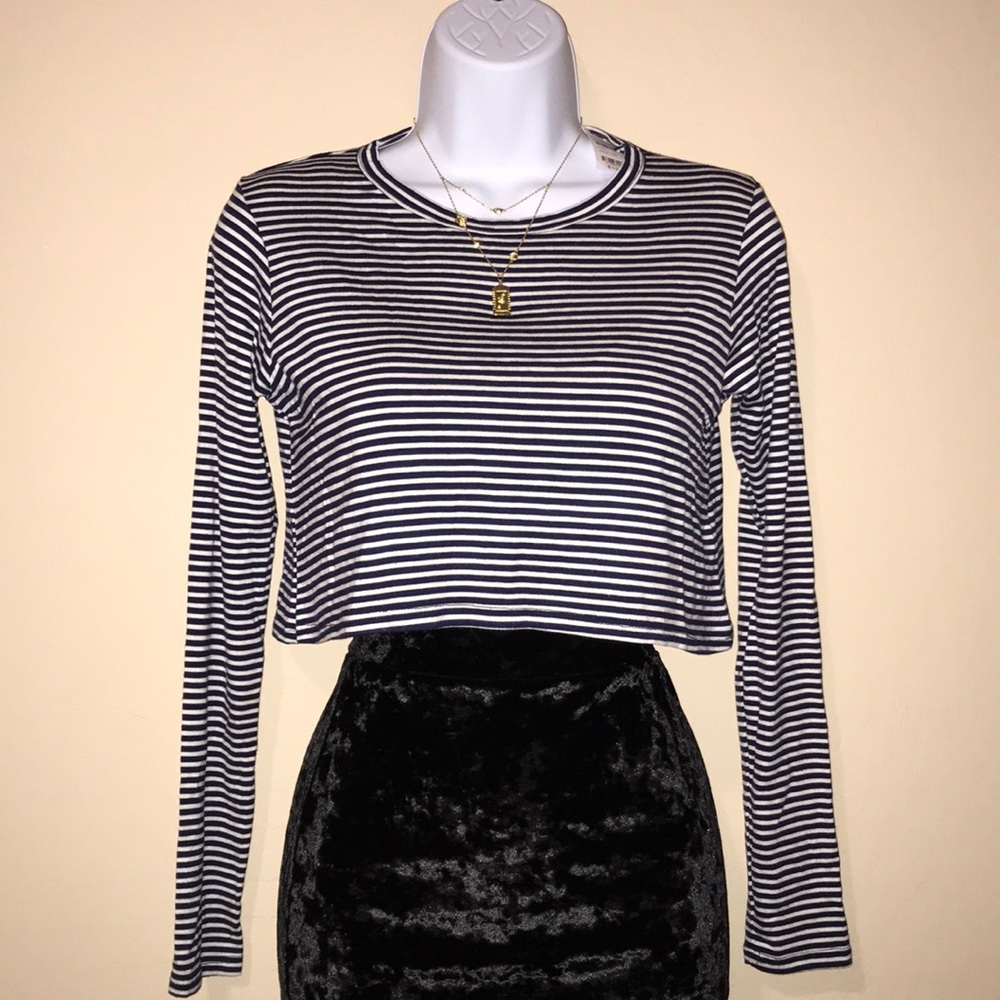 Striped Long Sleeve Crop Top